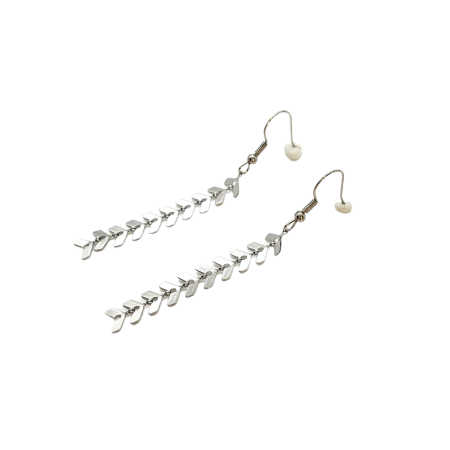 earrings steel silver long leaf2